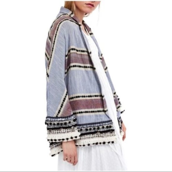 Zara Jackets & Blazers - Zara women Striped Fringes Kimono Coat Jacket